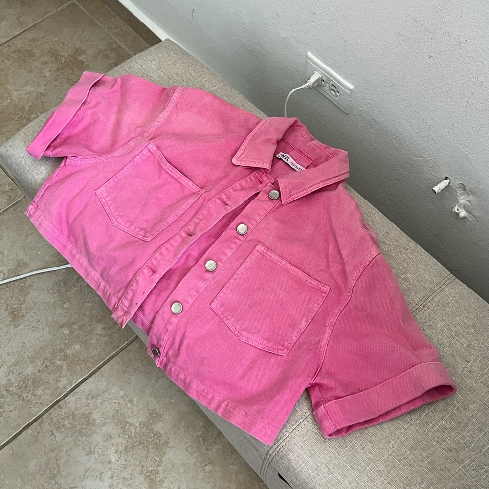 Zara pink cropped jacket